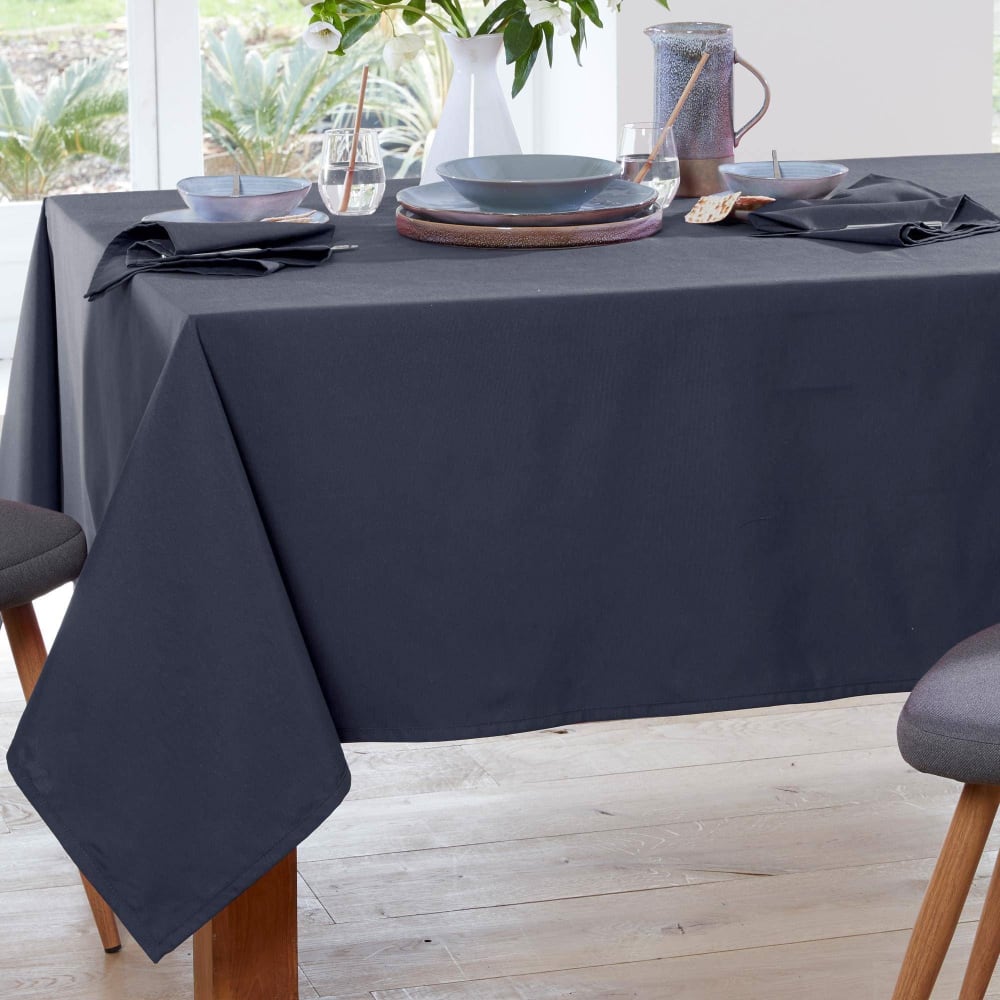 Nappe en coton gris anthracite 140x300cm