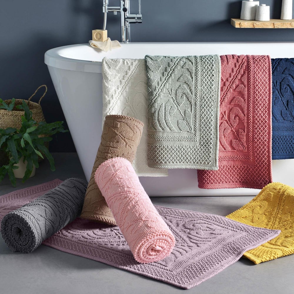 Tapis de bain en coton gris 60x120cm