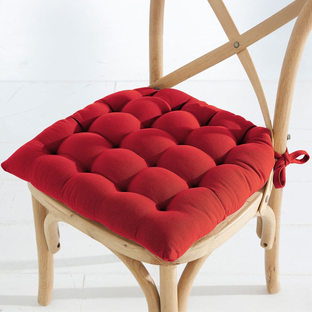 Lot de 2 galettes de chaise 40x40 rouge griotte en coton