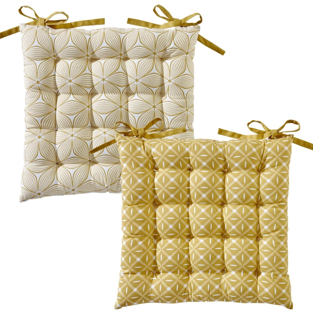 Galette en coton jaune curry 40x40cm