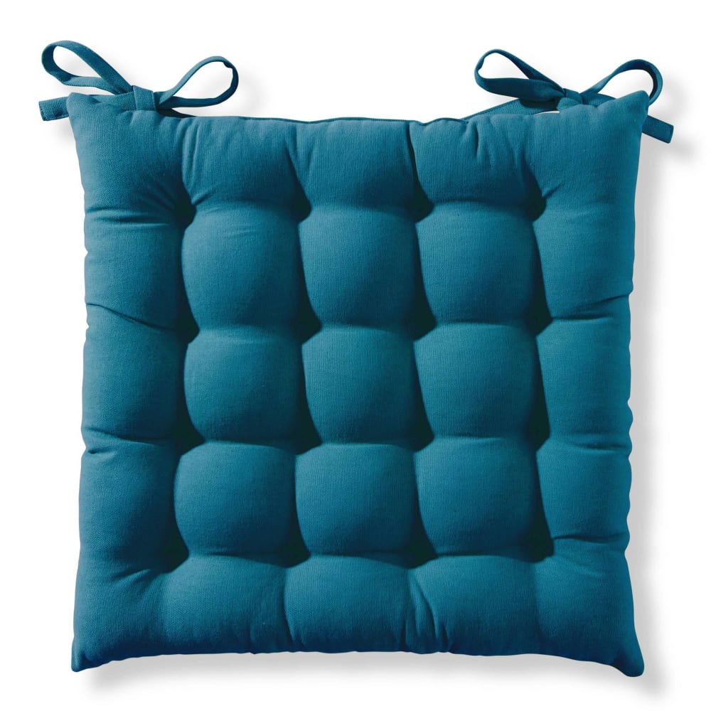 Lot de 2 galettes 40x40 bleu canard en coton