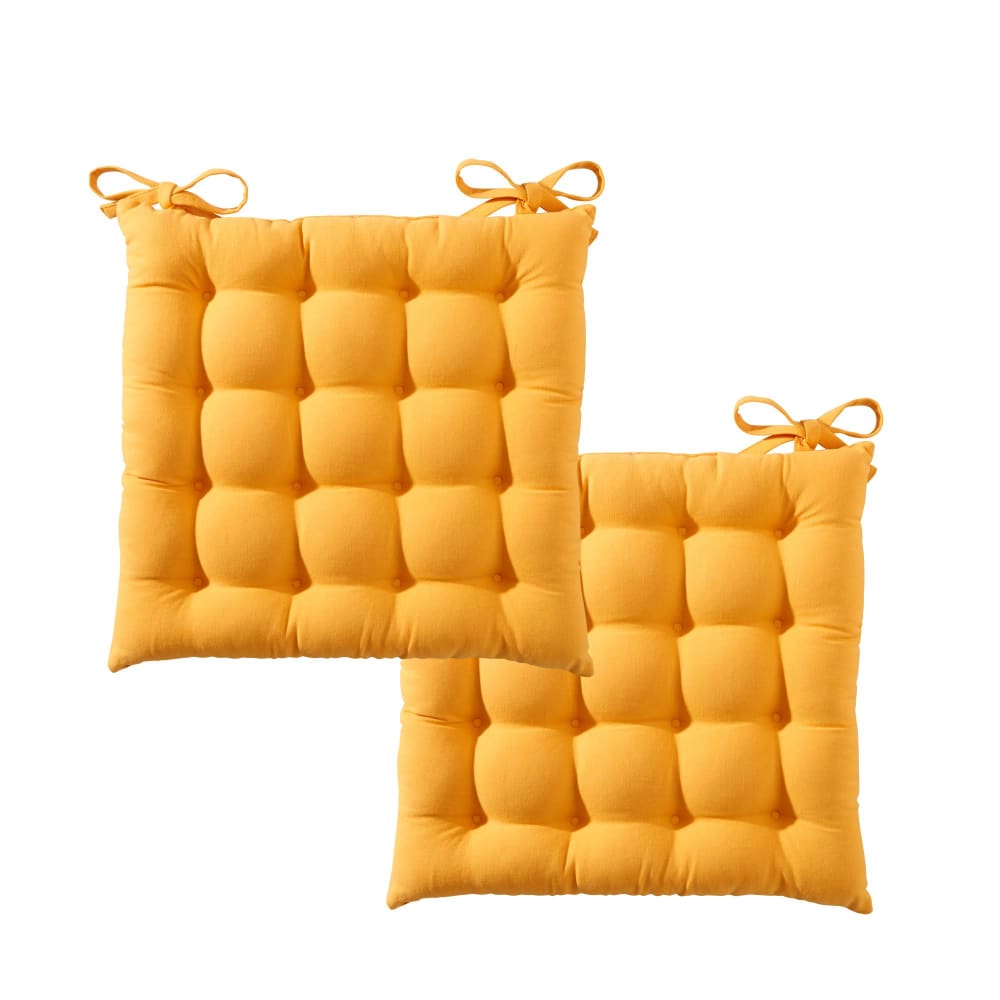 Lot de 2 galettes 40x40 jaune en coton