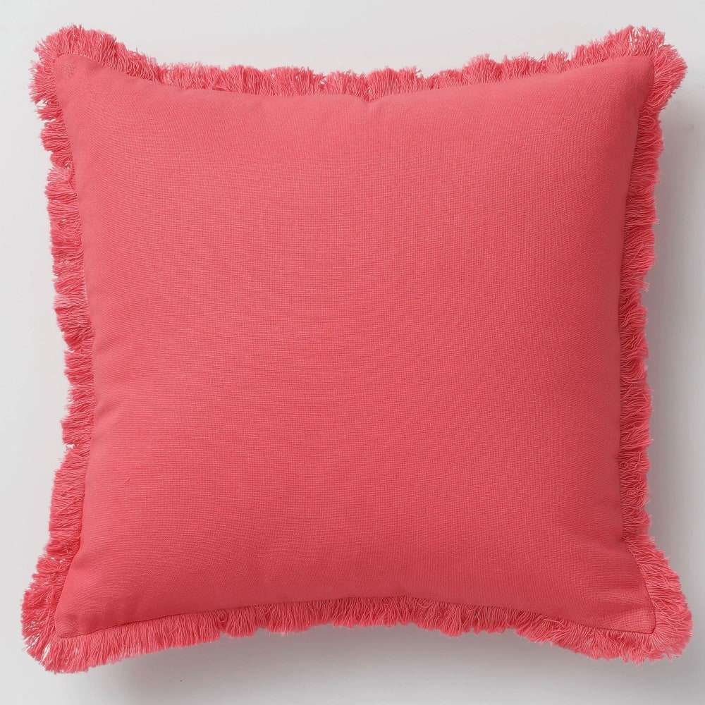 Coussin en coton orange corail 40x40cm — vue 3