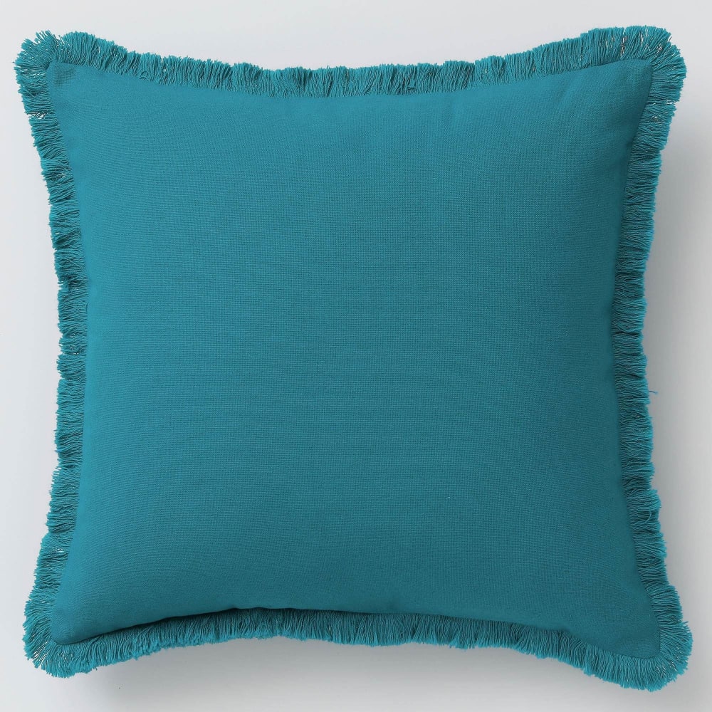 Coussin en coton bleu canard 40x40cm — vue 3