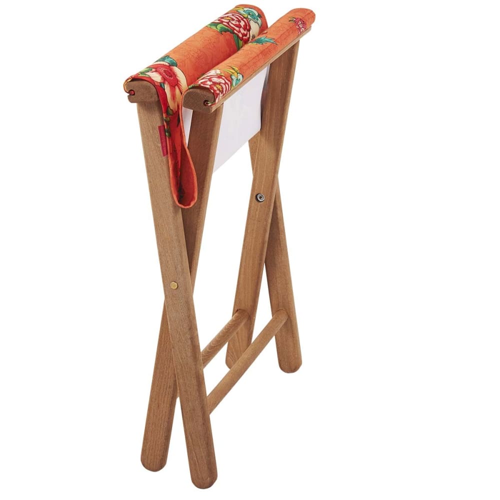 Taburete plegable de eucalipto y tela outdoor floral naranja - Maisons du Monde