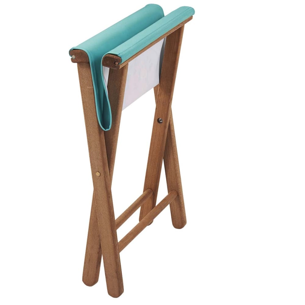 Taburete plegable de eucalipto y tela outdoor floral azul - Maisons du Monde