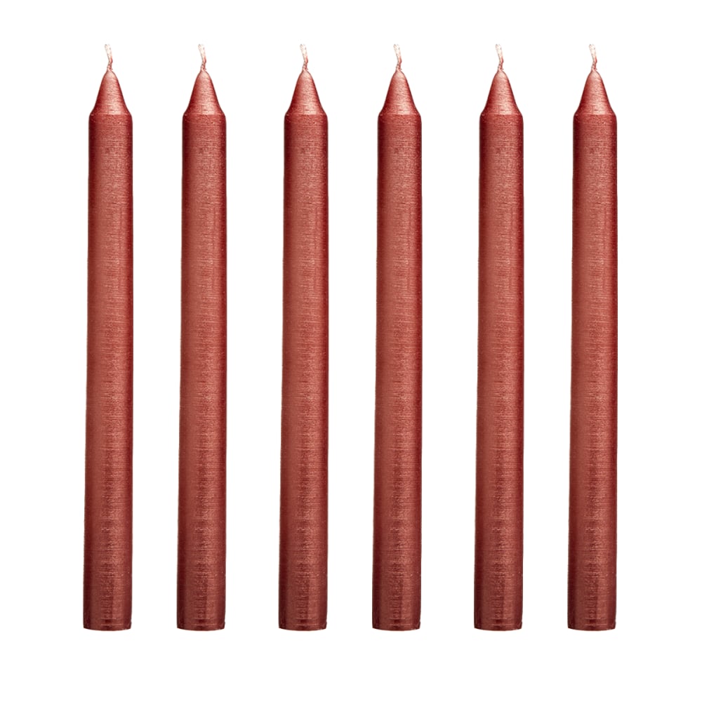 Sia Deco 6er Set Kerzen H25, Rot Metallisch style modern Rot Wachs