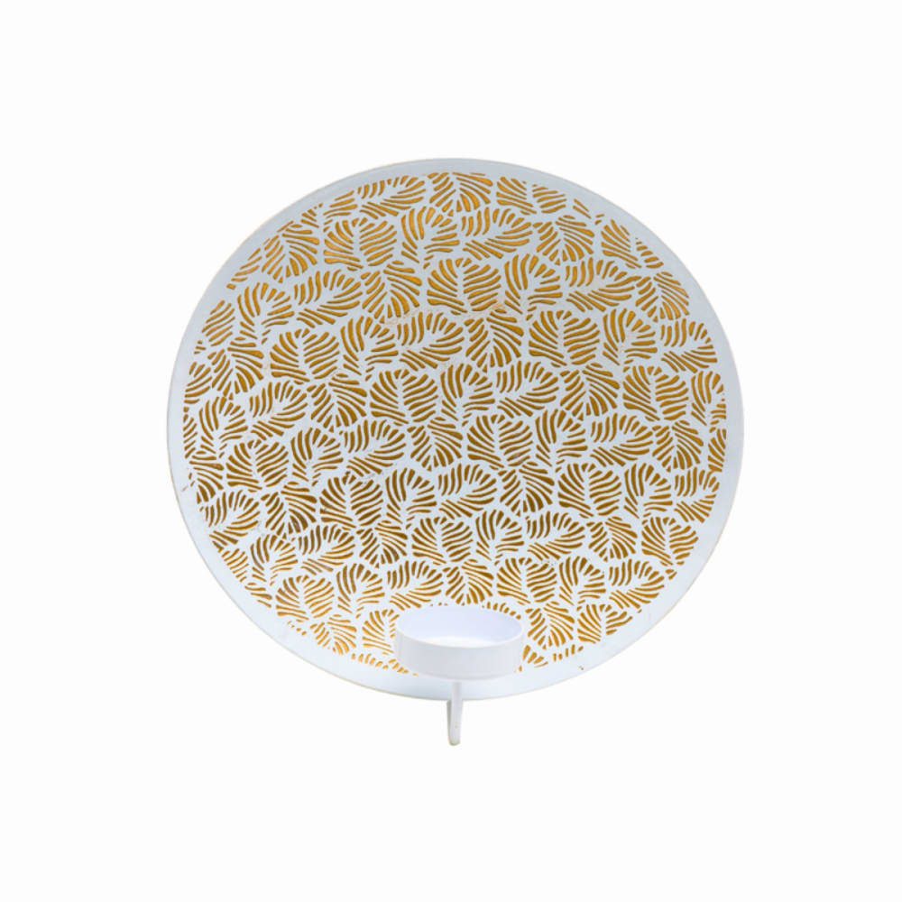 portavelas decorativo de hojalata dorado h20