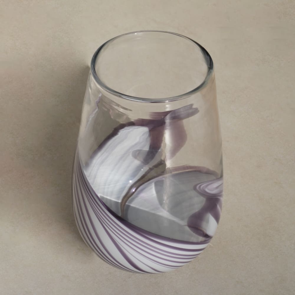 Sia Deco Dekorative Vase aus mundgeblasenem Glas, H23, Violett und Durchsichtig style modern Violett Glas