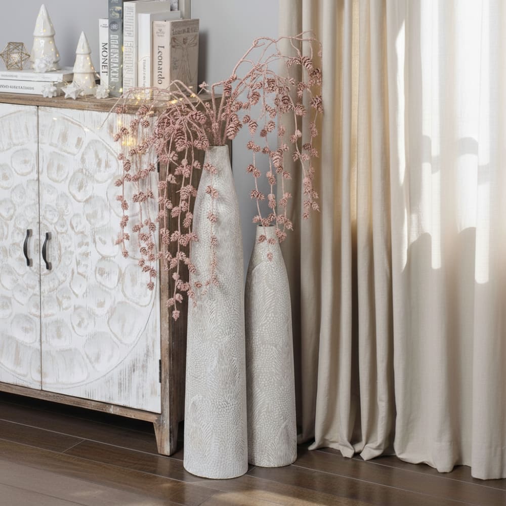 Branche de pin pailletée artificielle rose H104 — vue 3