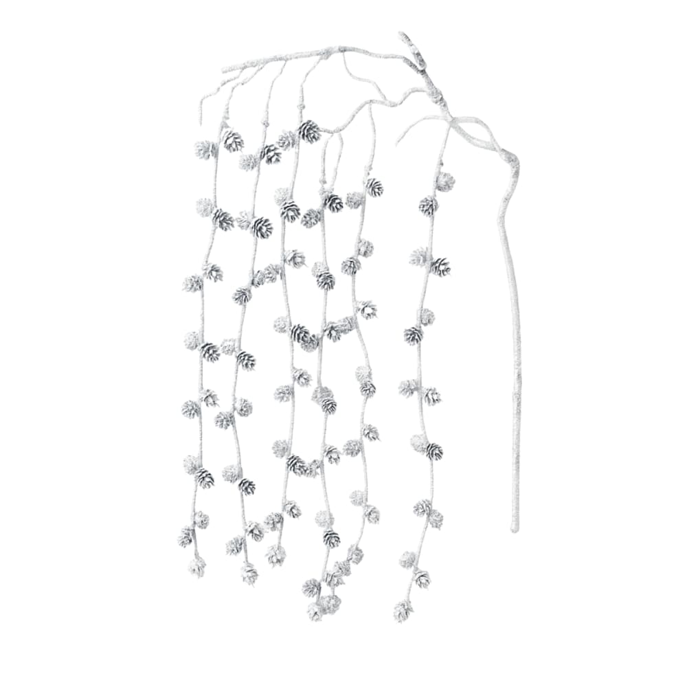 Branche de noël de pin pailletée artificielle argentée H104
