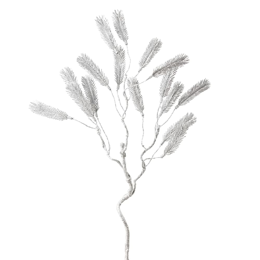 Sia Deco Branche de pin pailletée artificielle argentée H78 style contemporain - Pvc - Poly Chlorure De Vinyle