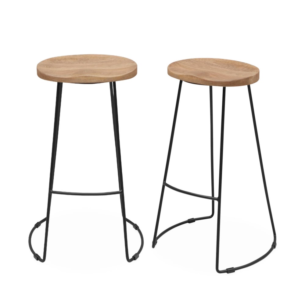 2er Set Barhocker - Mangoholz natur 75cm - Maisons Du Monde