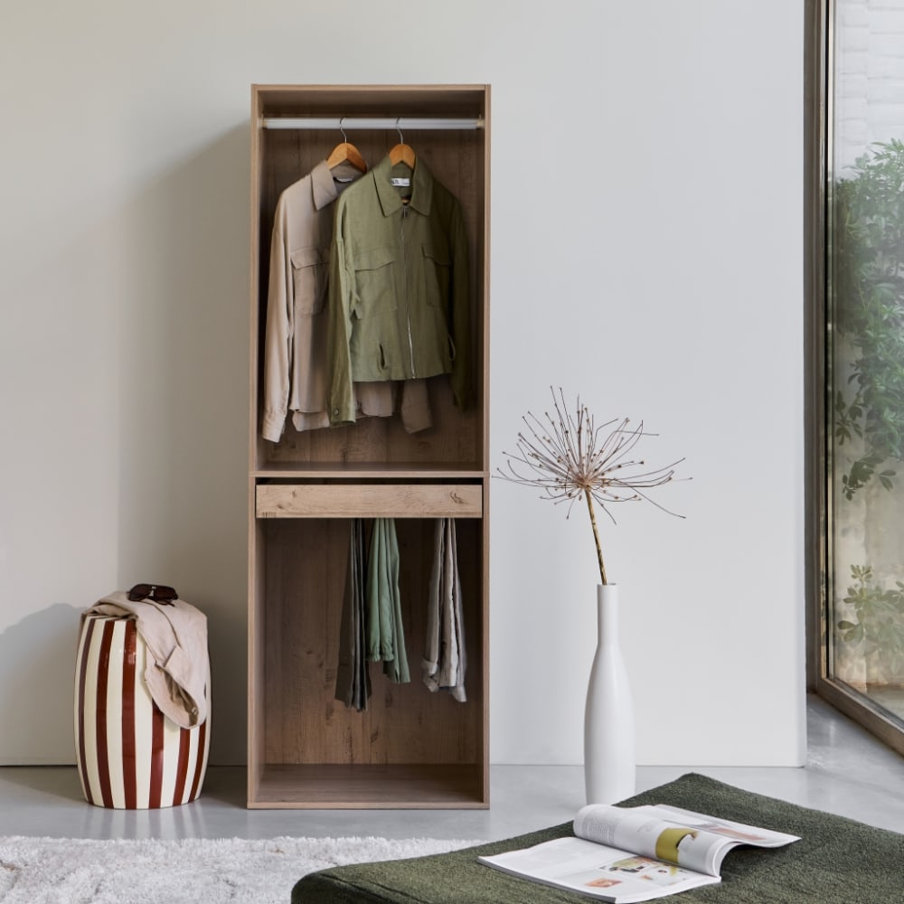 sweeek Modul begehbarer Kleiderschrank Naturfarben Beige Spanplatte