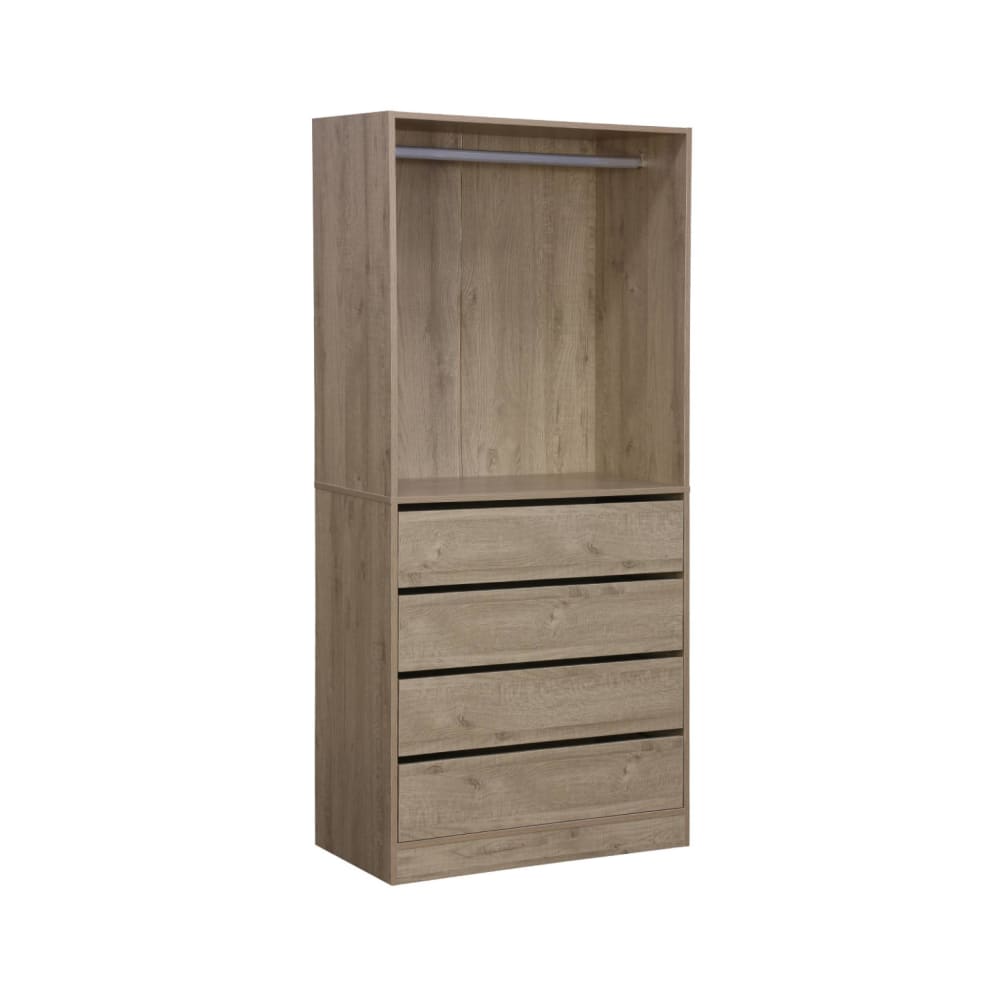 Alice's Garden Modul begehbarer Kleiderschrank 4 Schubladen 1 Kleiderschrank Braun Spanplatte