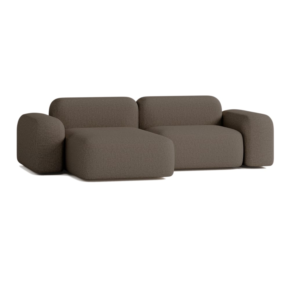 Canapé d'angle 3 places tissu marron