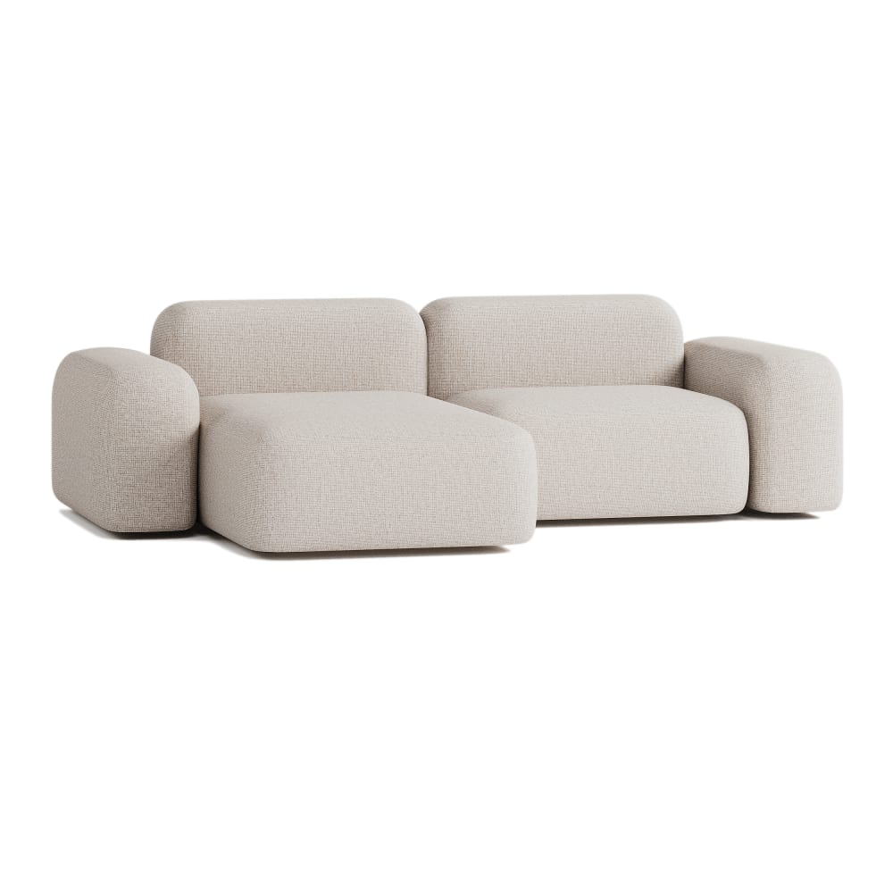 Canapé d'angle 3 places tissu beige
