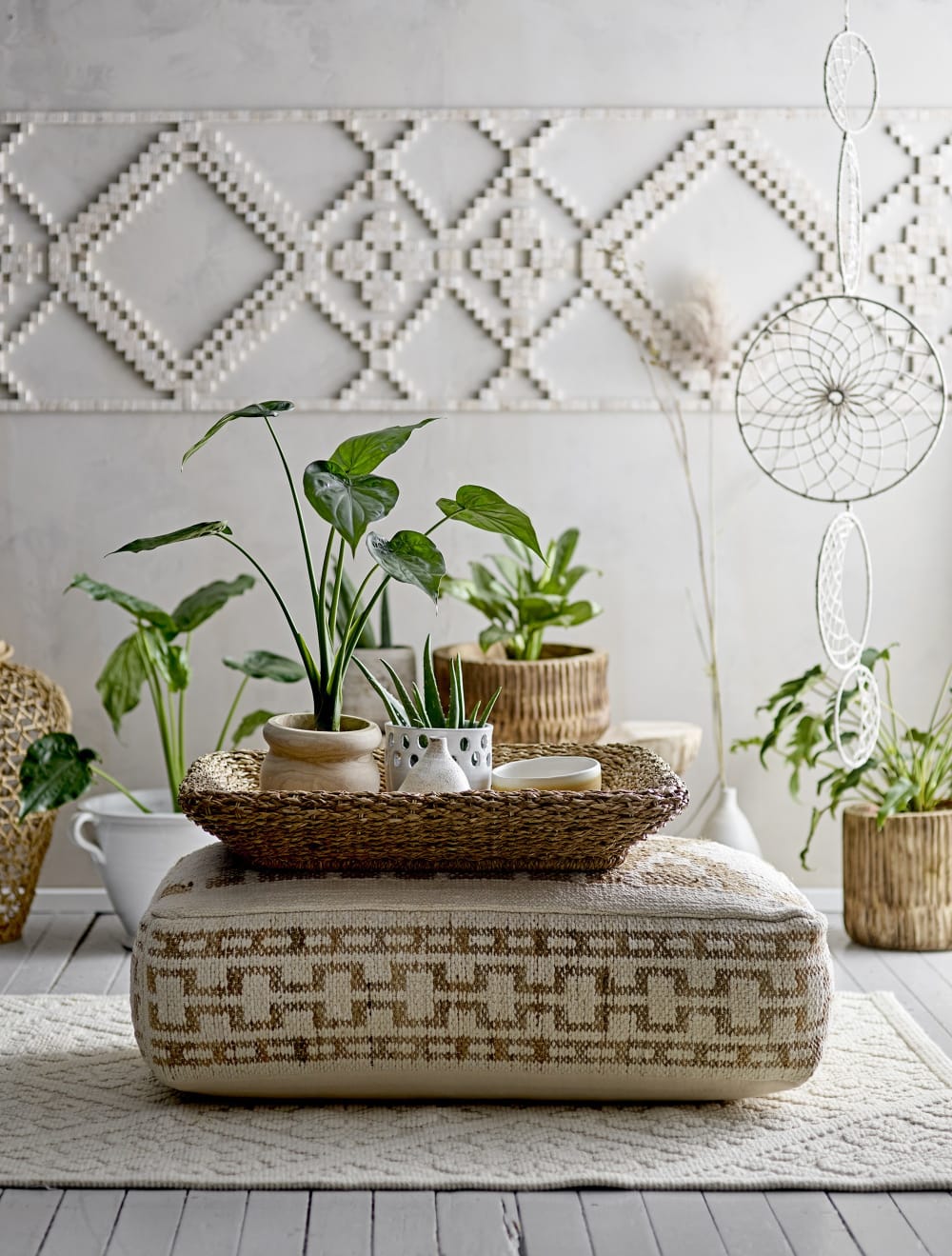 Laterne aus Steingut H18, weiß - Maisons Du Monde