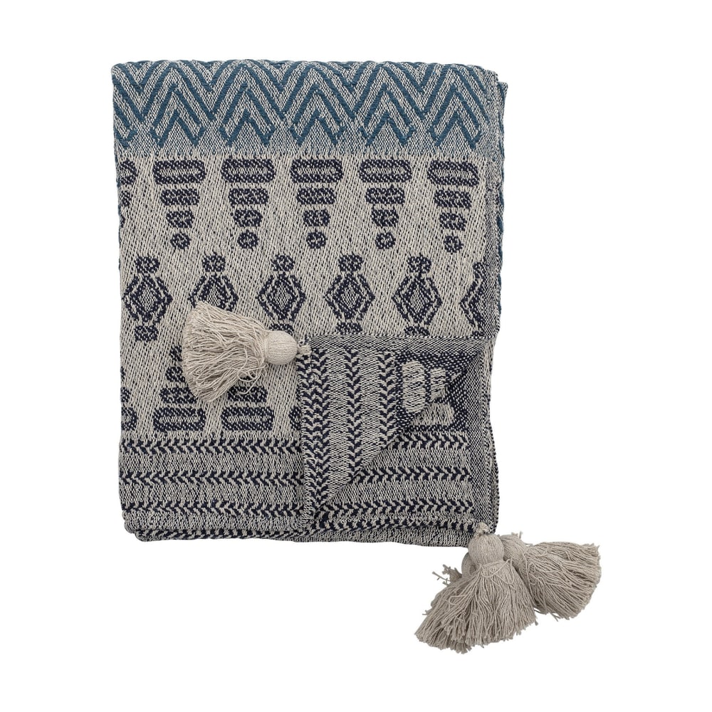 Plaid en coton bleu 130x160