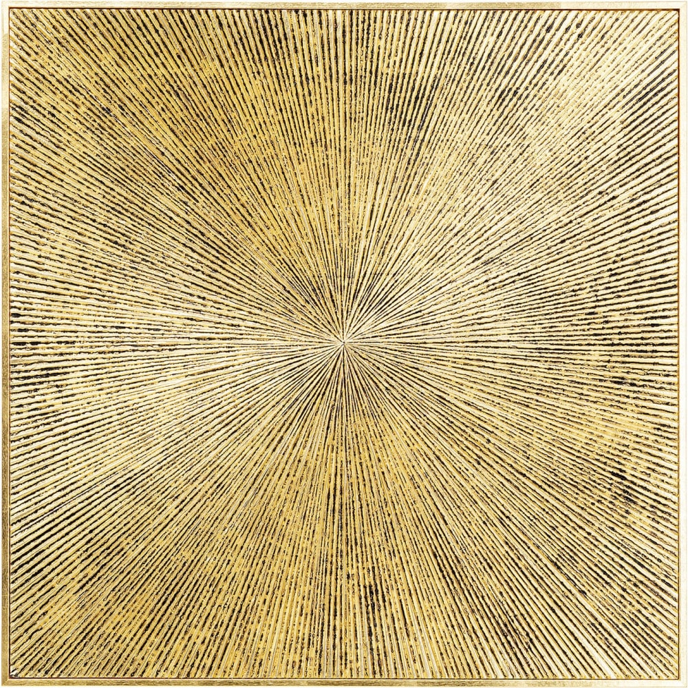 Tableau rayons dorés en relief 80x80