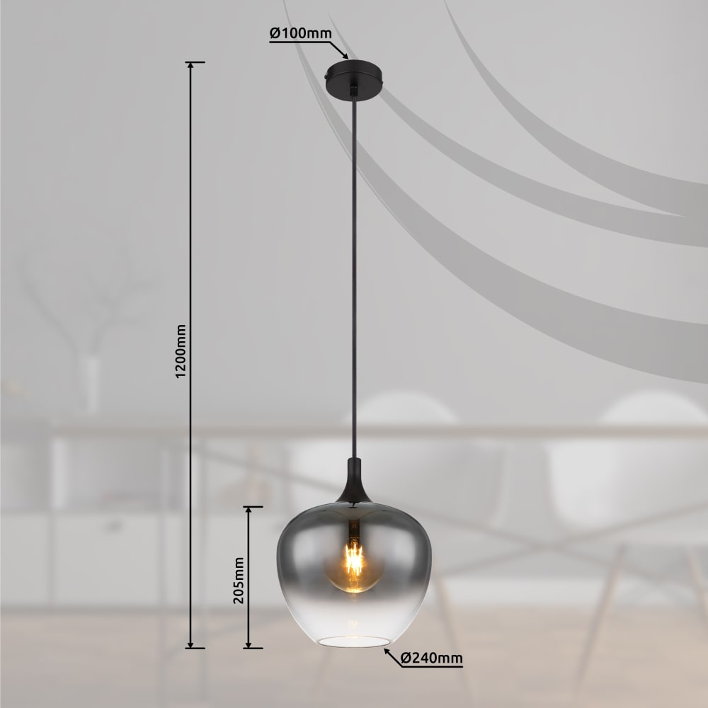 Suspension métal noir mat, 120cm — vue 4