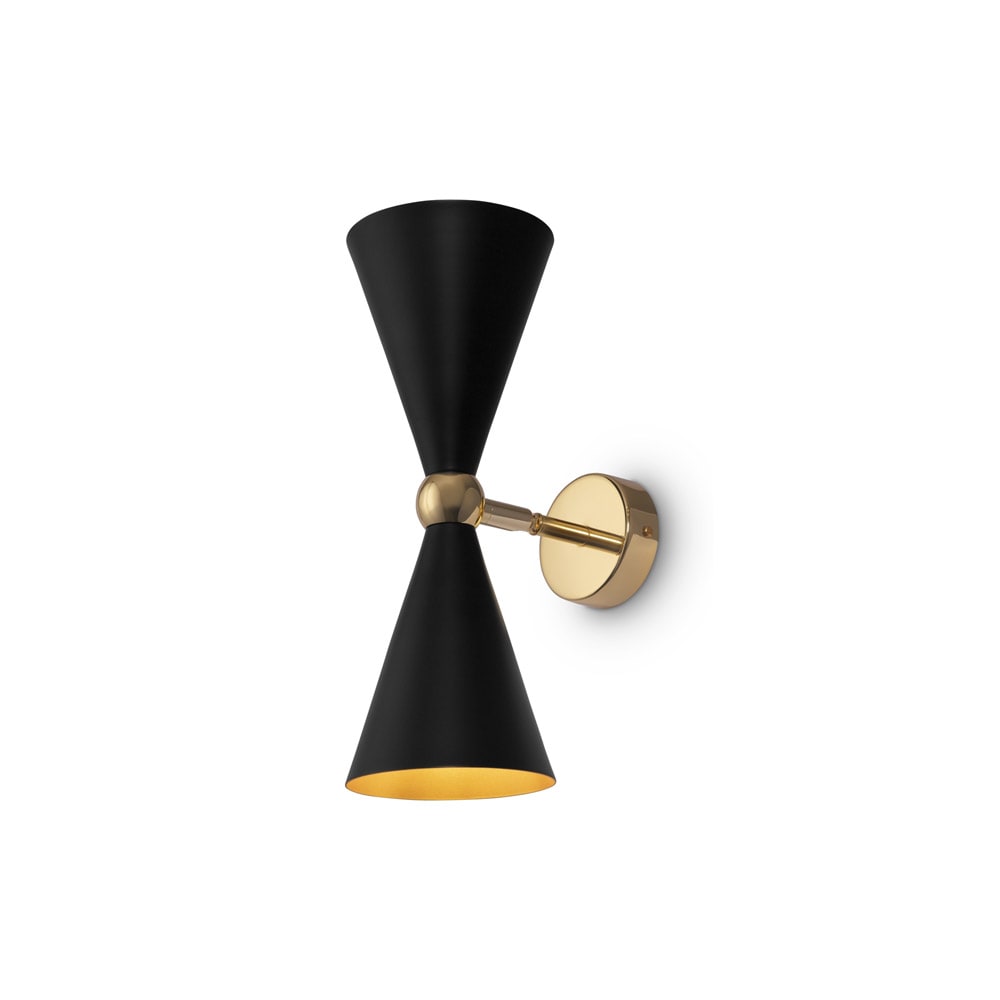 Aplique de pared 2 luces moderno dorado con pantalla negra - Maisons du Monde