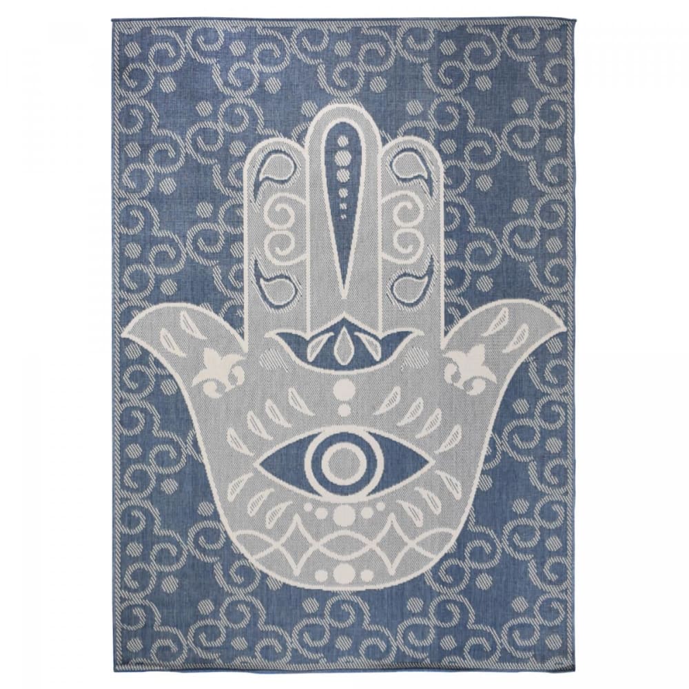Un amour de tapis Tapis exterieur 120x170 bleu, beige style bord de mer Certifié Oeko-Tex - Pes - Polyester
