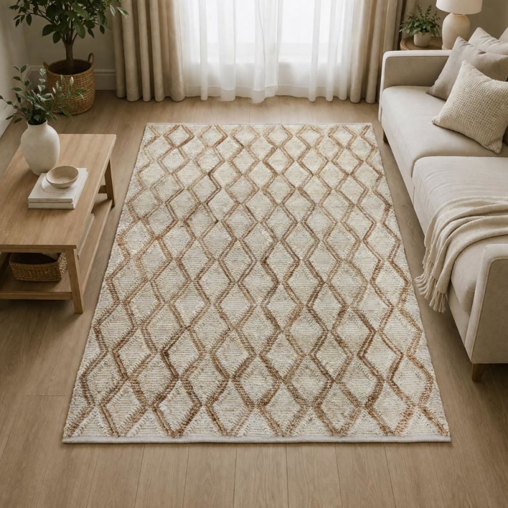Un amour de tapis Juteteppich 120x170 Cm Handgewebter Beige style landhaus Beige Öko-Tex Zertifikat Jute