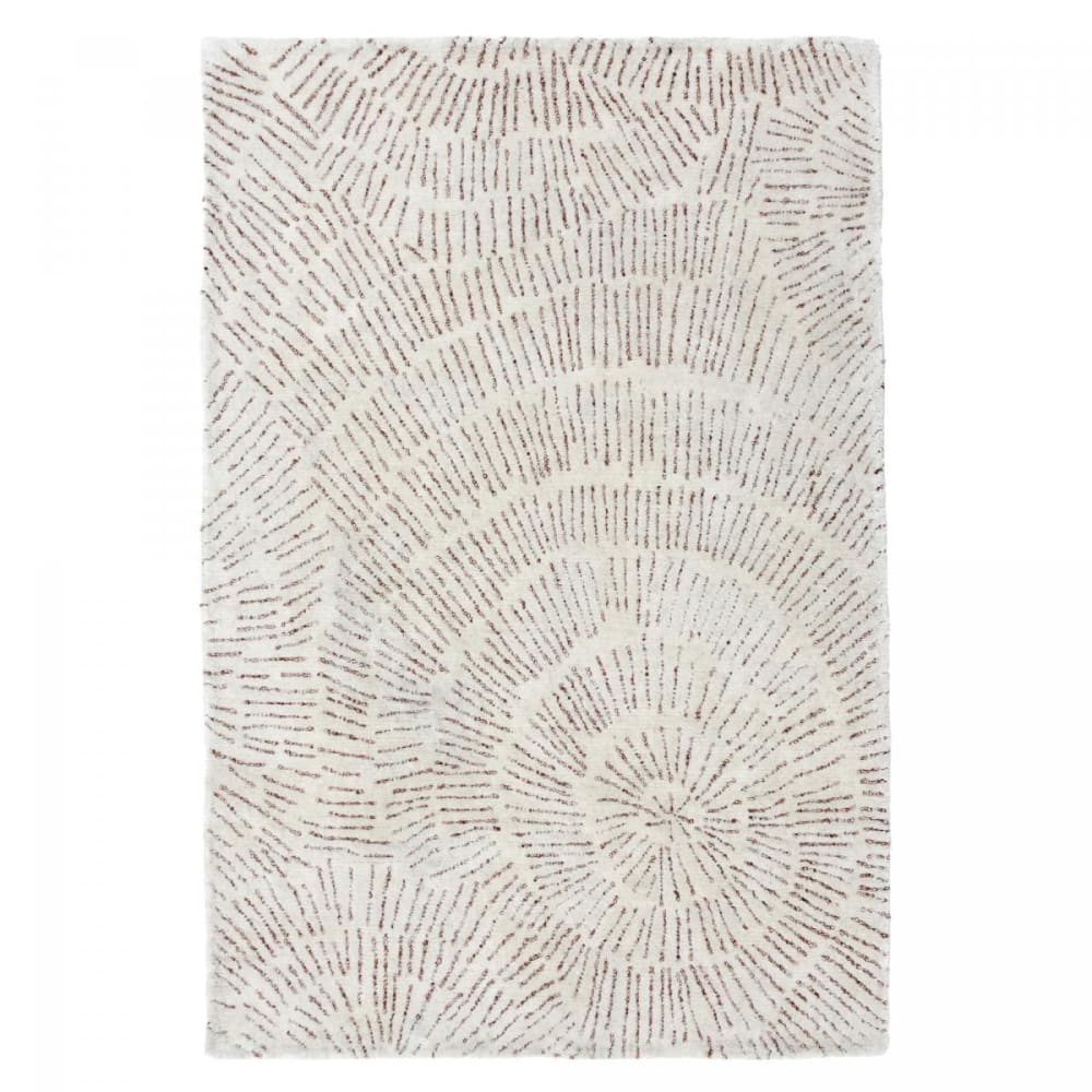 Tapis salon tufté main en laine haute qualité motif fleur écru 160x230
