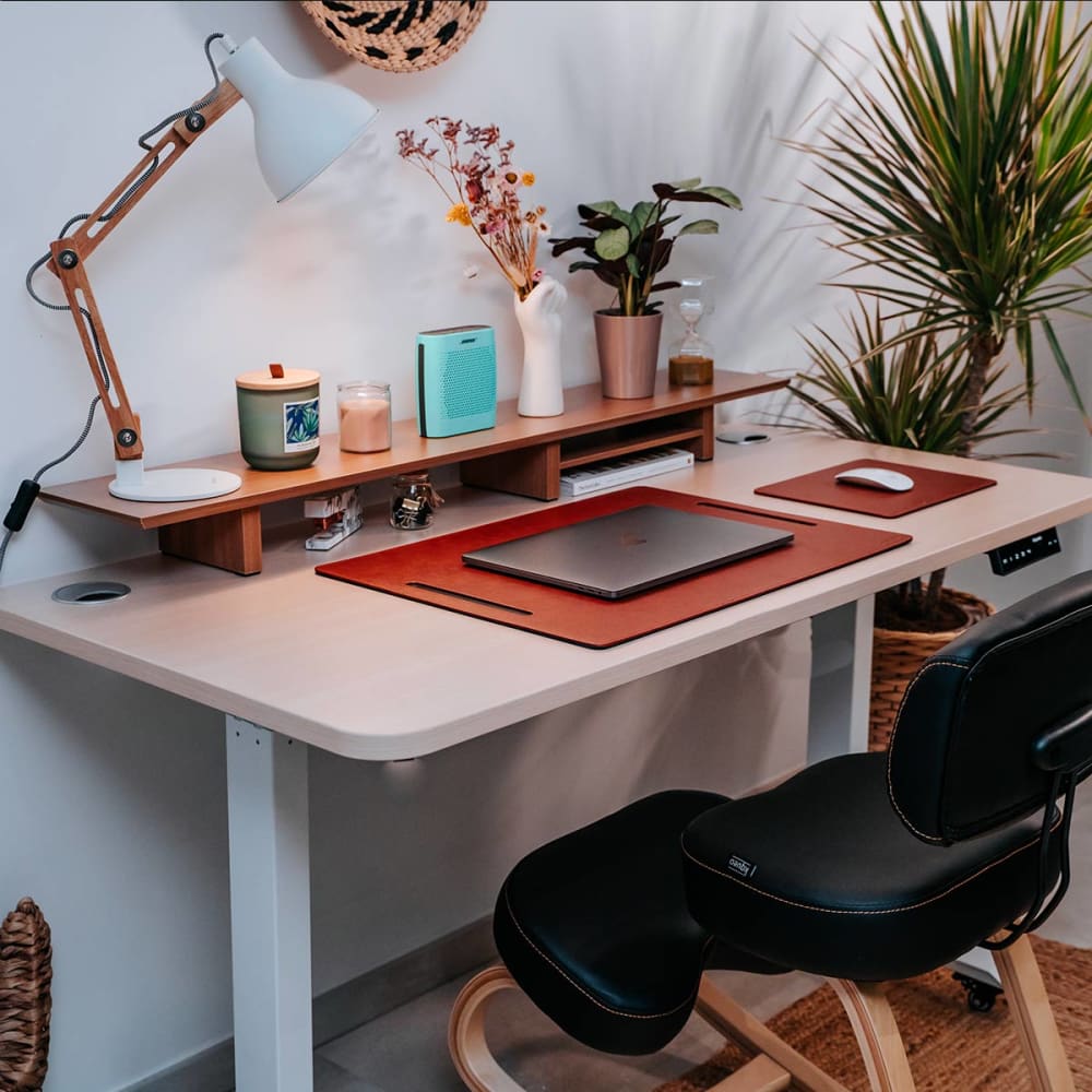 Bureau assis debout effet bois naturel 160x80