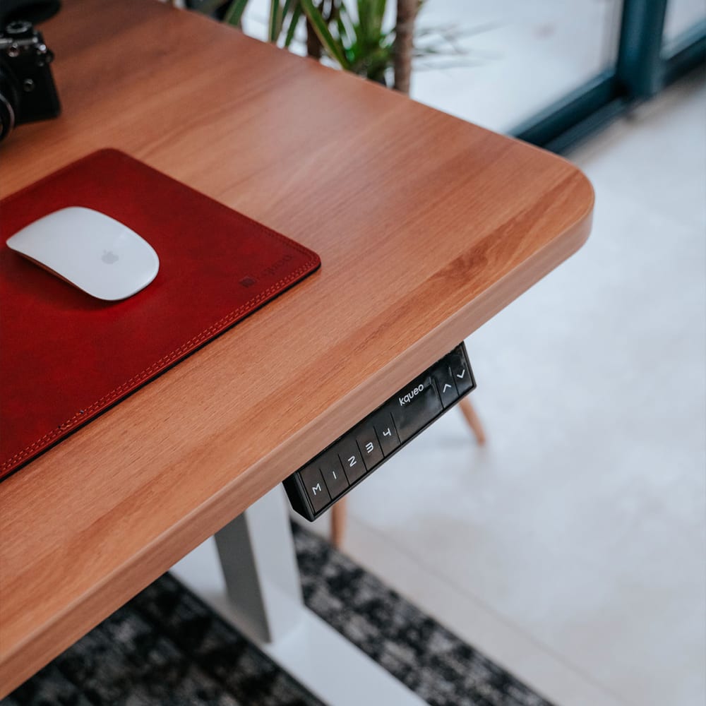 Bureau assis debout effet bois naturel 140x70