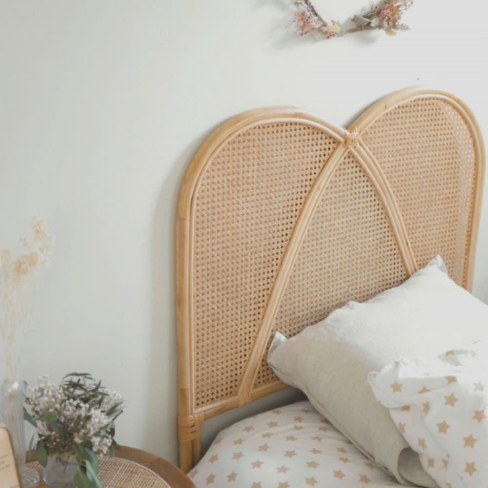 Tête de lit rotin cannage naturel 113 x 95 cm