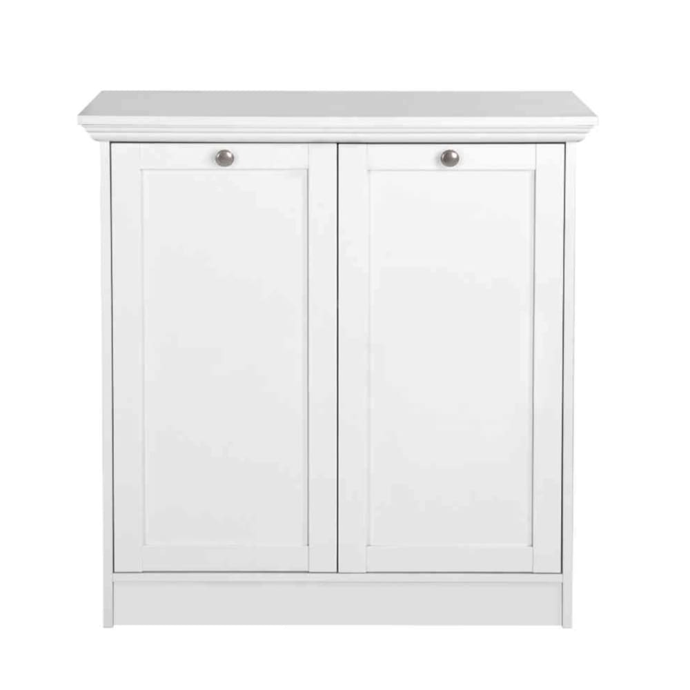 Commode effet bois blanc, 2 portes