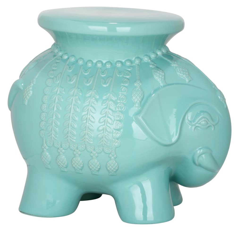 Tabouret de jardin en ceramique bleu
