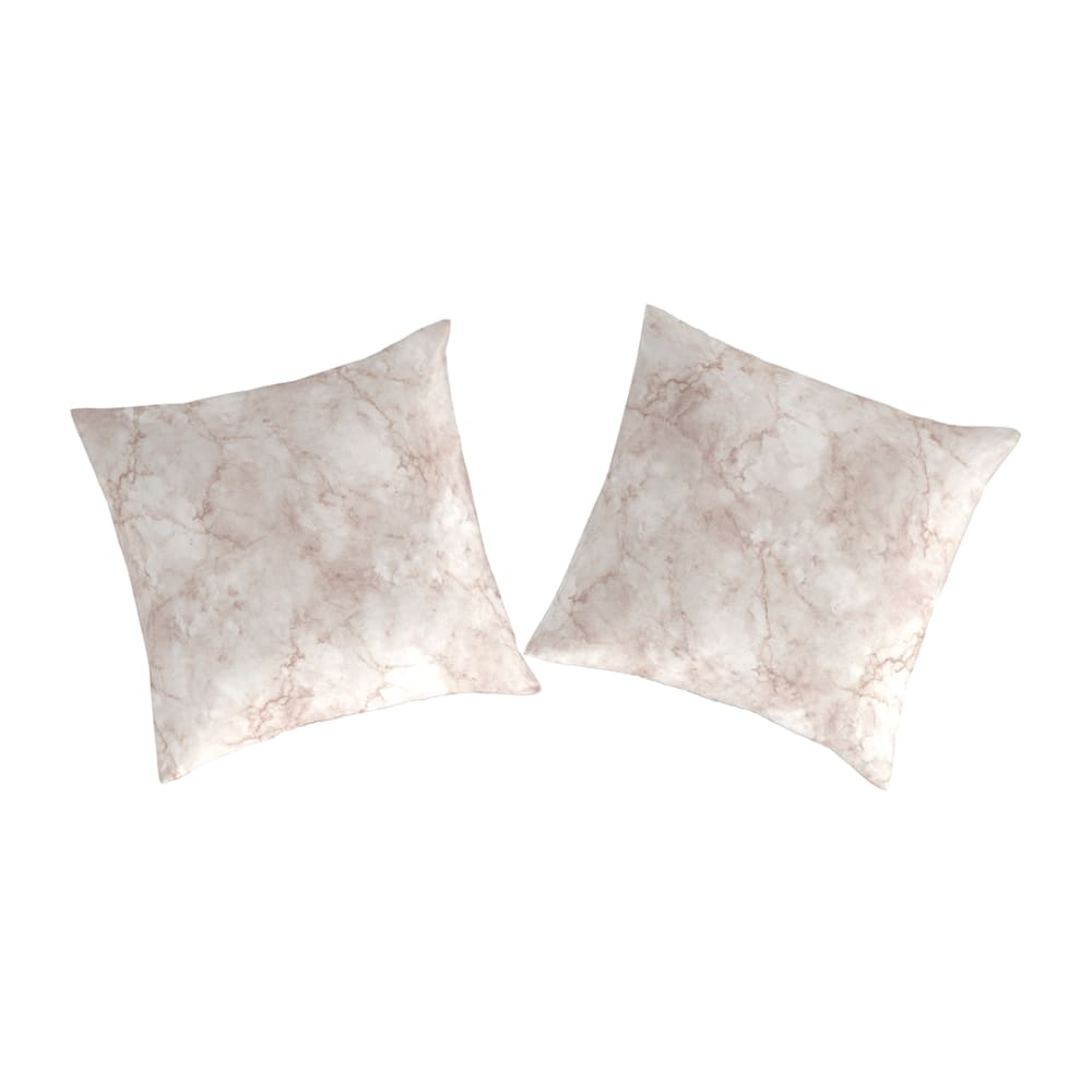 2 Taies d'oreiller en percale de coton 65x65 cm beige