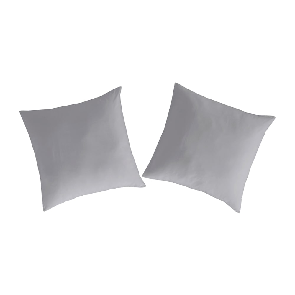 2 Taies d'oreiller en percale de coton 65x65 cm gris