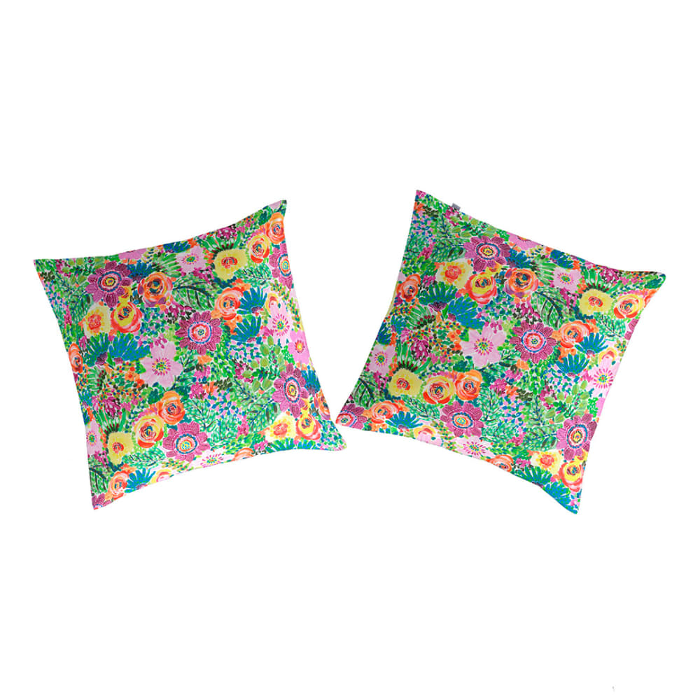 2 Taies d'oreiller en coton 65x65 cm multicolore