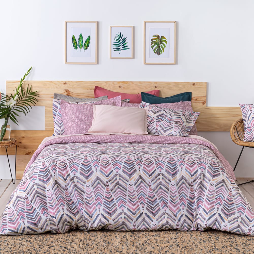 2 Taies d'oreiller en coton  65x65 cm mauve - Maisons du Monde