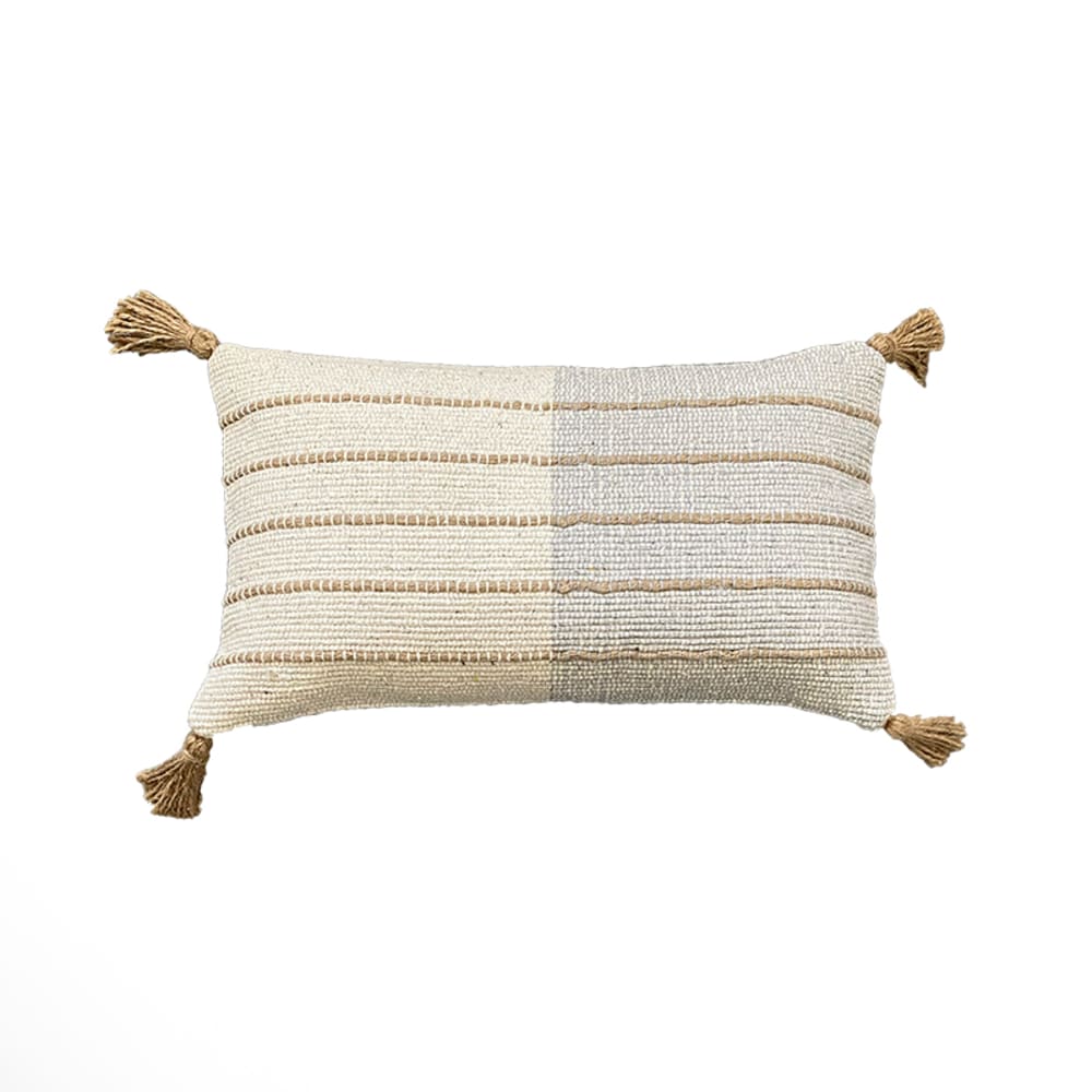 Funda de cojín de algodón con yute azul 30x50cm