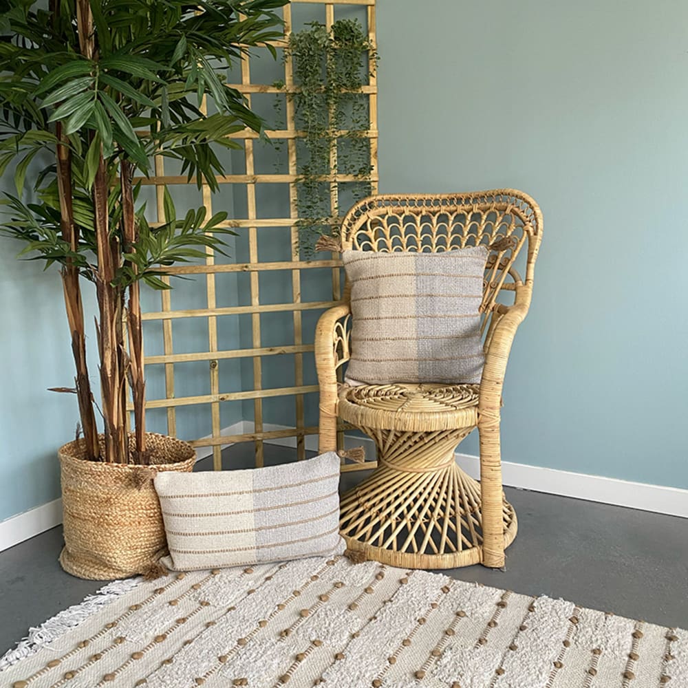 Funda de cojín de algodón con yute azul 30x50cm - Maisons du Monde
