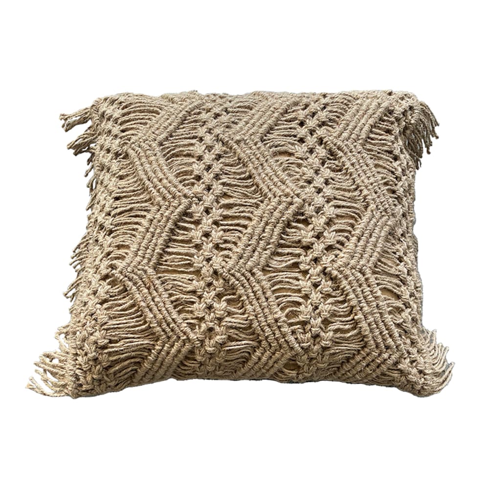 Funda de cojín de macramé con fibra de yute natural 45x45cm