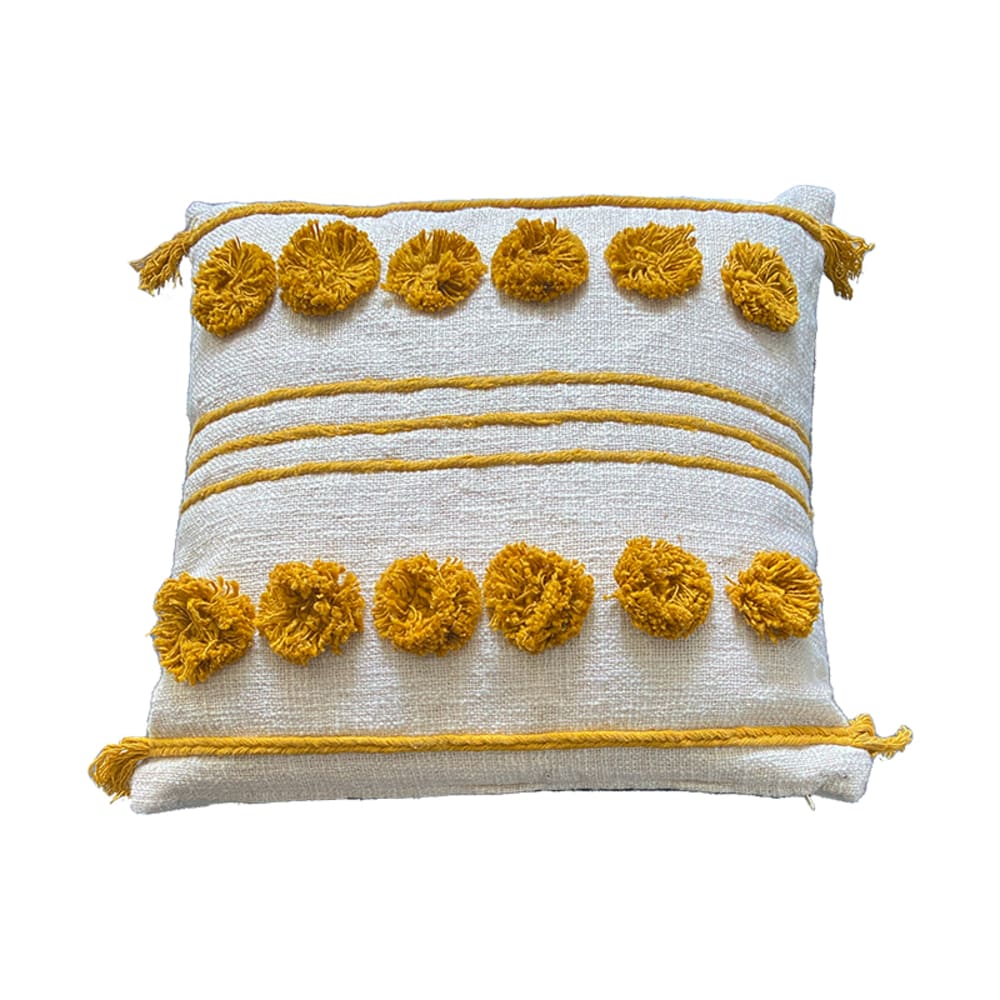Funda de cojín de algodón mostaza 45x45cm