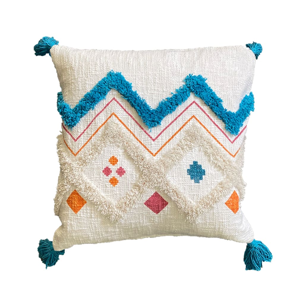 Funda de cojín de algodón azul 45x45cm