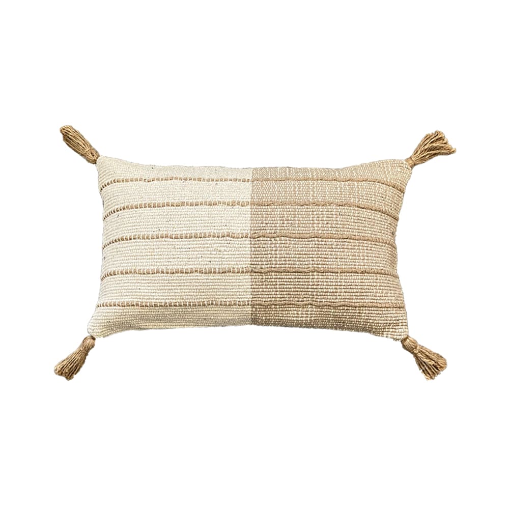 Funda de cojín de algodón con yute marrón 30x50 cm