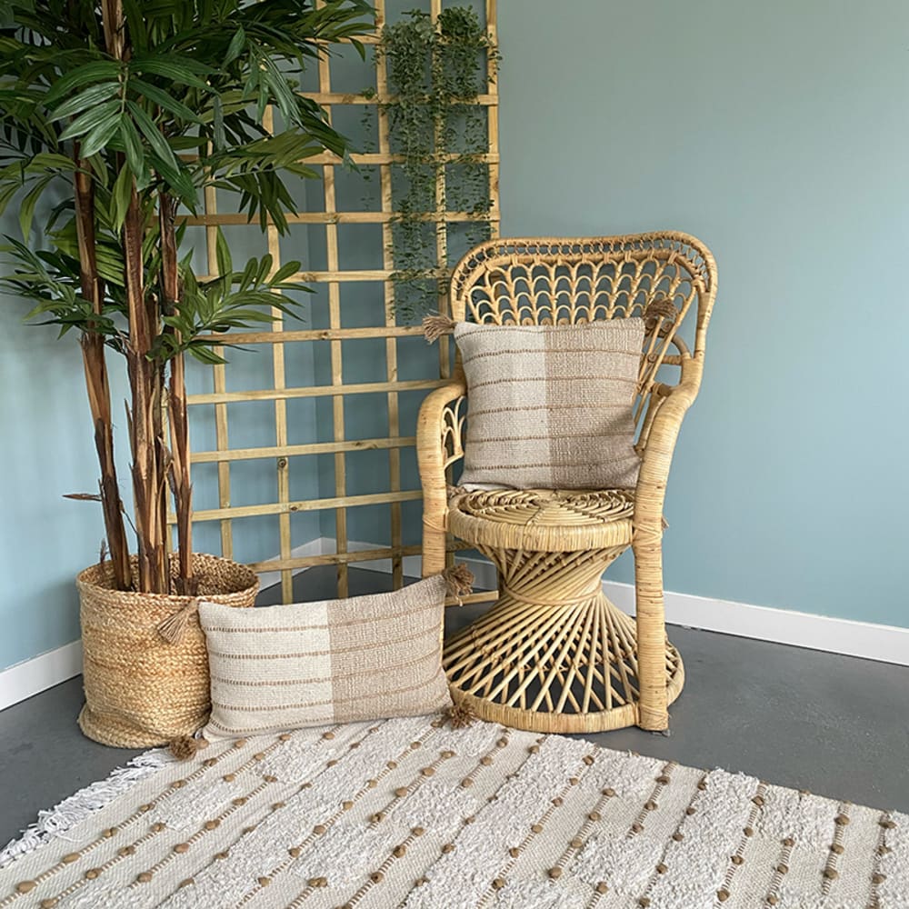 Funda de cojín de algodón con yute marrón 30x50 cm - Maisons du Monde