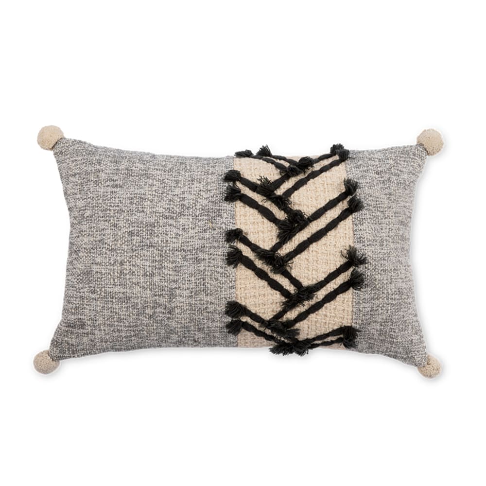 Funda de cojín de algodón gris 30x50cm