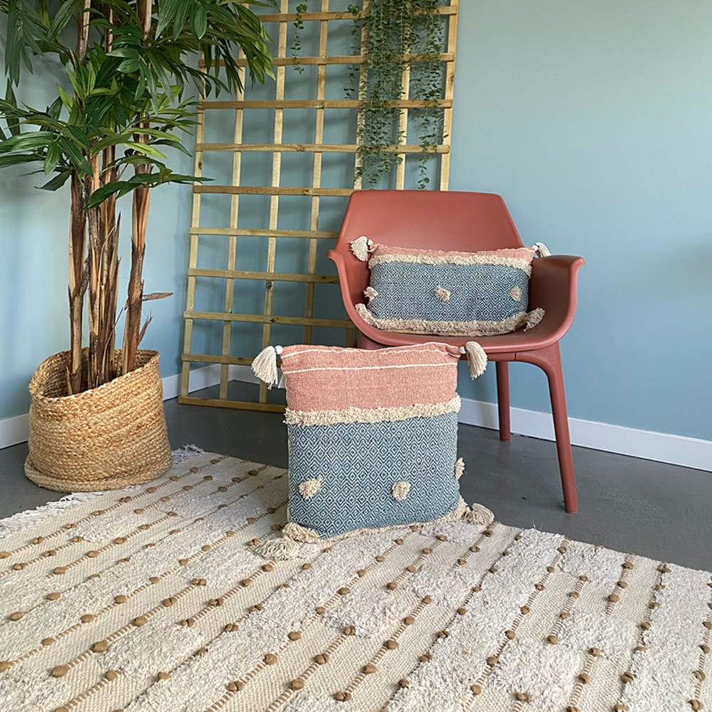 Funda de cojín de algodón azul 45x45cm - Maisons du Monde