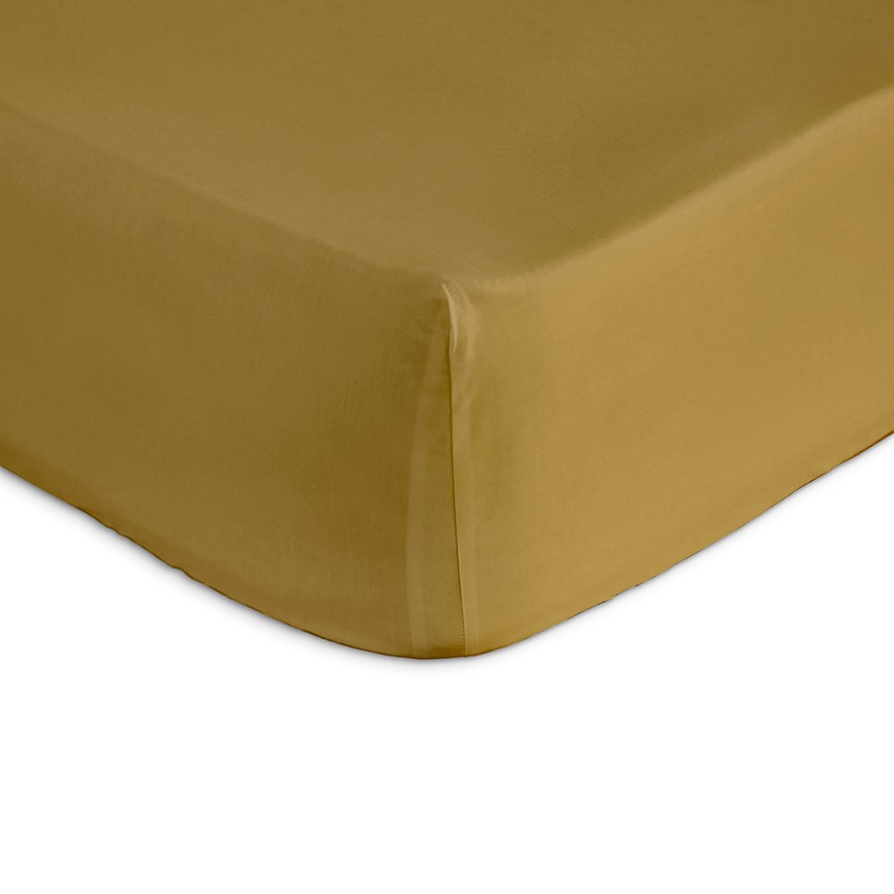 Drap housse 100% coton 160x200+28 cm jaune