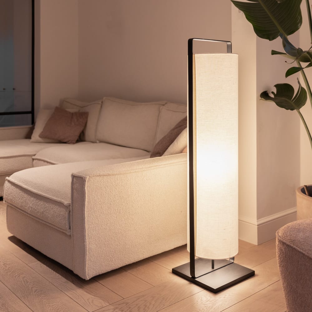 Lampadaire en noir et blanc à lampe en métal de 120 cm