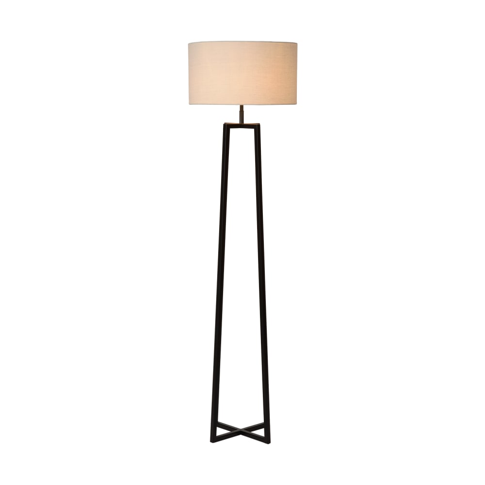 Lampadaire en noir avec une hauteur d'abat-jour blanche 168 cm